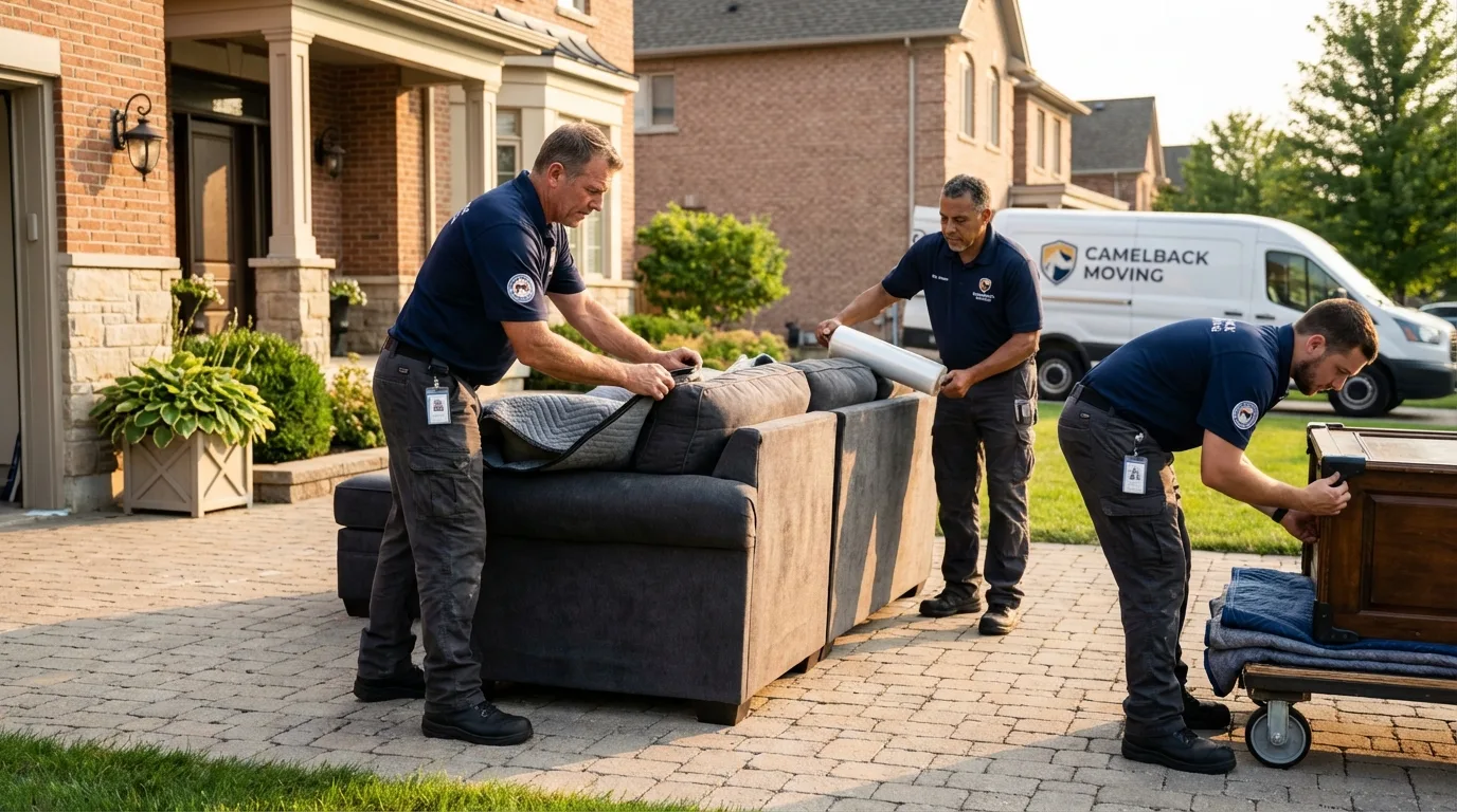 Large estate moving crew wrapping furniture in Aptos, CA